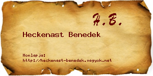 Heckenast Benedek névjegykártya